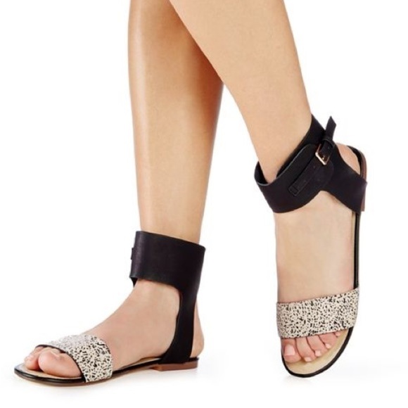 JUST Fab black‎ and animal print gladiator sandals - Picture 9 of 9
